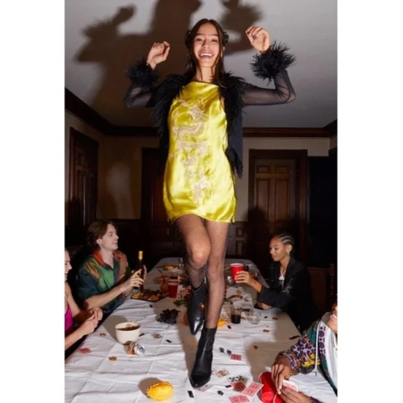 Urban Outfitters - UO Bird Song Satin Mini Dress - NWOT - Picture 5 of 8